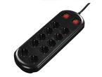 Разклонители Hama Power Strip, 10 гнезда, 2 ключа, 2 метра, в черно