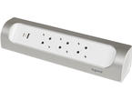 Разклонители Legrand COR, ъглов, шуко, 3X2P+E, USB A+C, без. кабел, бяло/алуминий