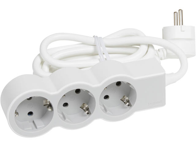 Разклонители Legrand STD, шуко, 3X2P+E, 3м. кабел, бяло/сиво