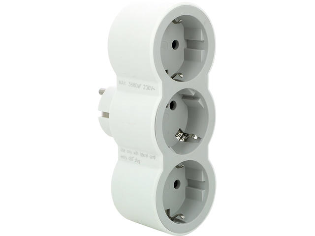 Разклонители Legrand STD, шуко, 2P+E, 16A, 3 фронтални гнезда, бяло/сиво
